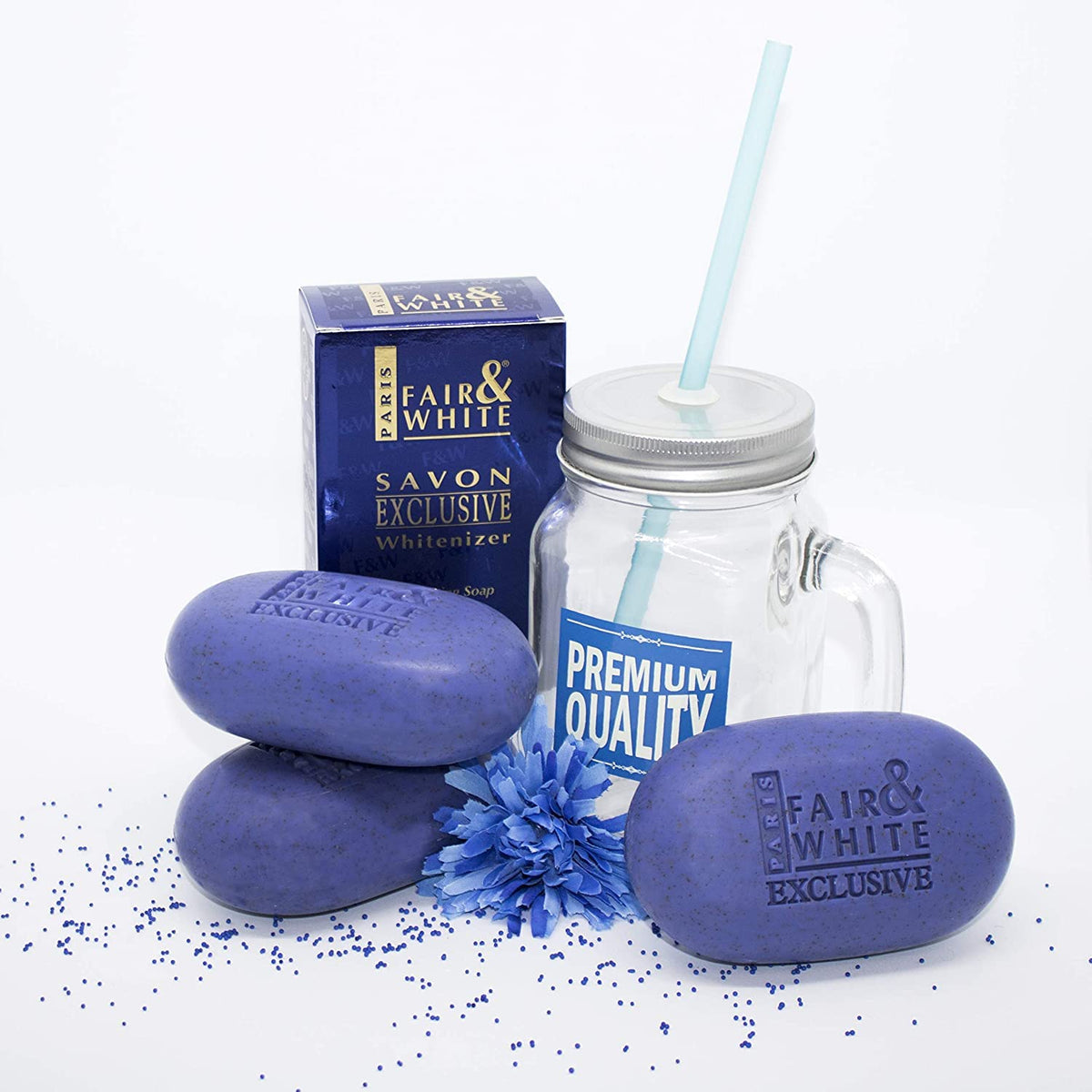 FAIR & WHITE exfoliating bar applied to elbow for rough patch care