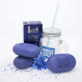 FAIR & WHITE exfoliating bar applied to elbow for rough patch care