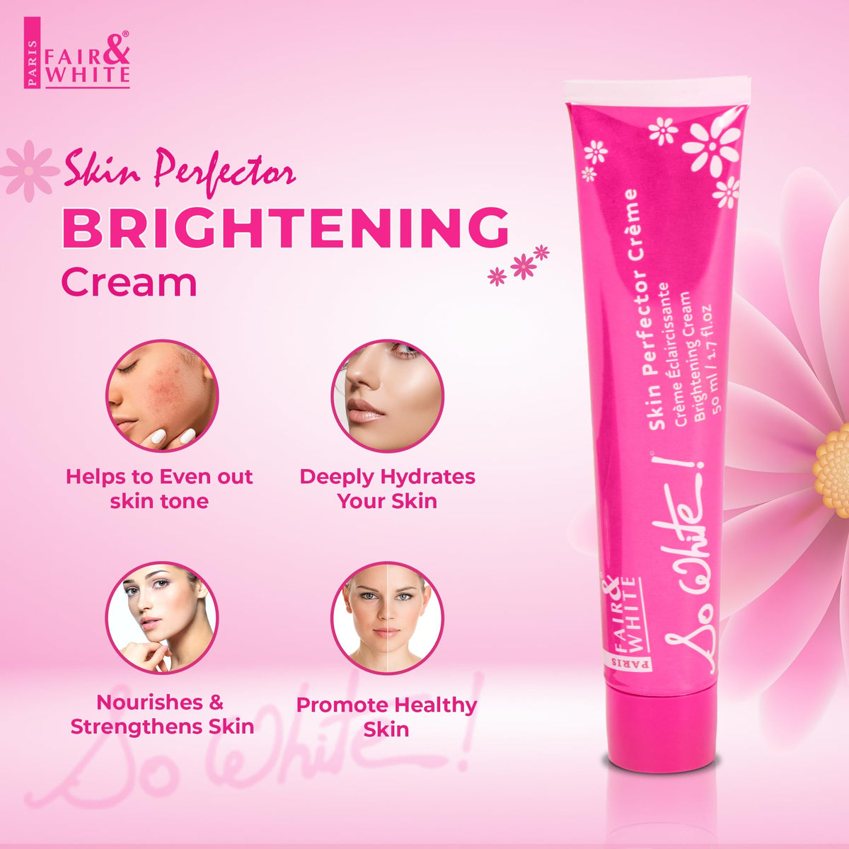 Fair & White cream texture close-up highlighting smooth absorption