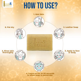FAIR & WHITE soap rich creamy lather close-up showing gentle exfoliating texture