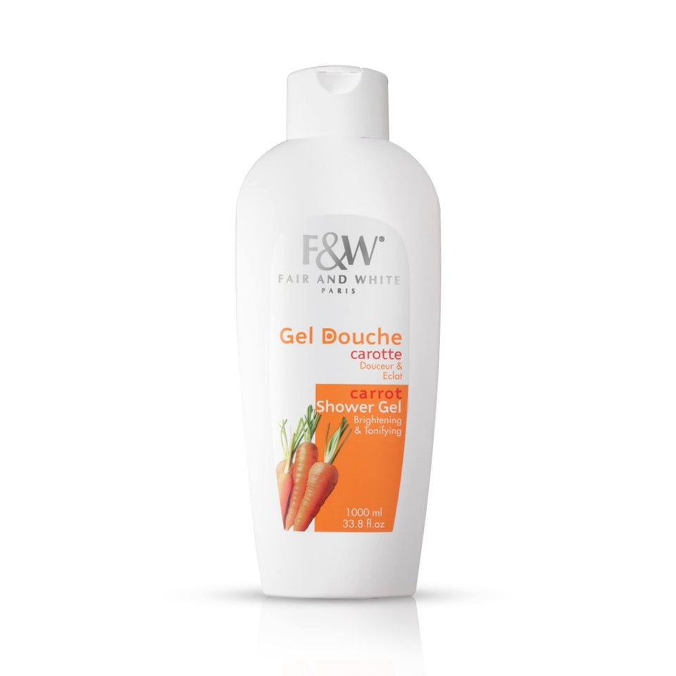 FAIR & WHITE front packaging showing 1000ml bottle and branding benefits