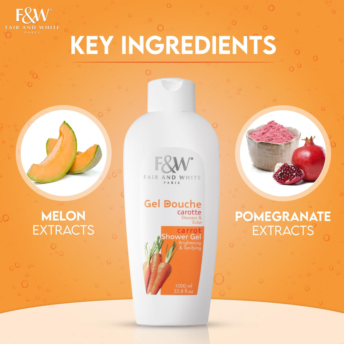 FAIR & WHITE bottle pump dispensing shower gel for easy everyday use