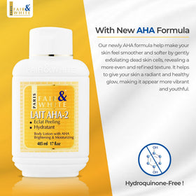 Fair & White pump dispensing lotion, illustrating easy application benefit