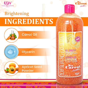 FAIR & WHITE gel texture close-up showing exfoliating particles for renewed skin