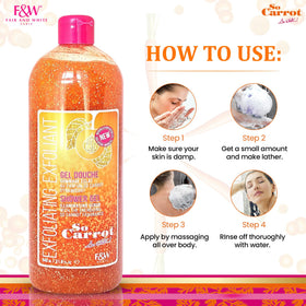 FAIR & WHITE body scrub in shower demonstrating gentle exfoliating use