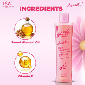 FAIR & WHITE oil pouring drop close-up showing smooth texture and easy application benefit