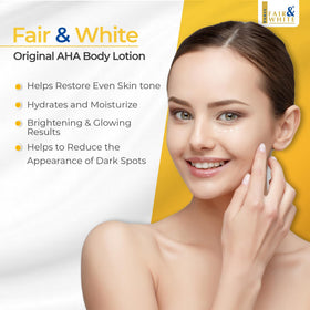 Fair & White lotion texture on skin, highlighting hydration and smoothing