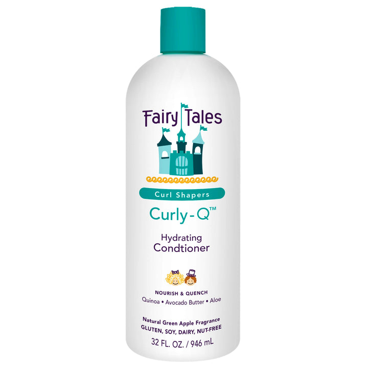 Fairy Tales Curly Q front bottle shows 32oz size and ingredient focus