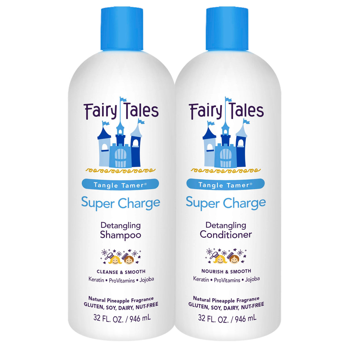 Fairy Tales front packaging showing duo bottles and benefits