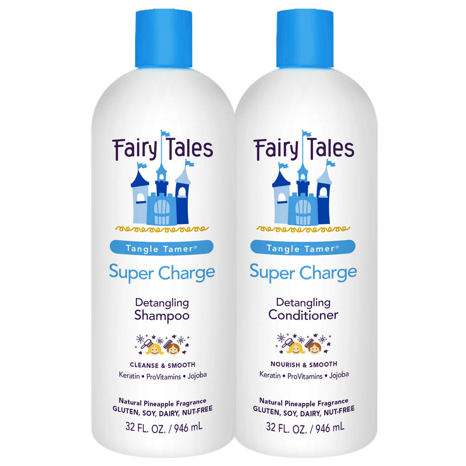 Fairy Tales front packaging showing duo bottles and benefits