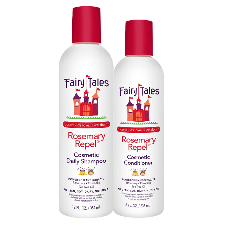 Fairy Tales front packaging showing shampoo and conditioner for easy identification and use