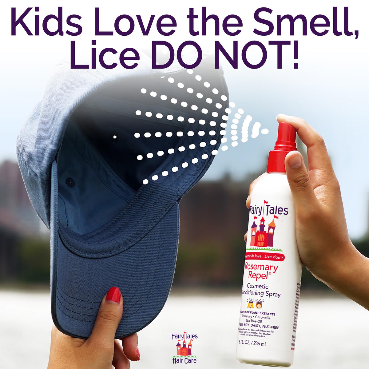 Fairy Tales conditioning spray in use demonstrating easier combing benefit