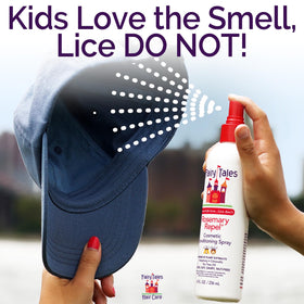 Fairy Tales conditioning spray in use demonstrating easier combing benefit