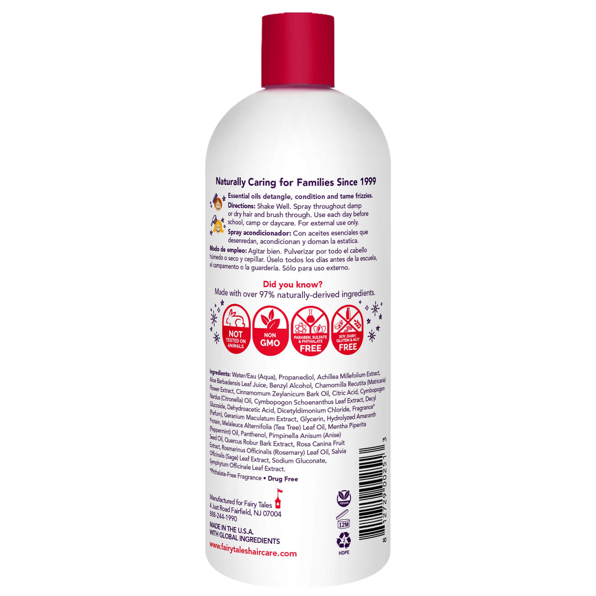 Fairy Tales mist close-up displaying fine spray texture for gentle detangling benefit