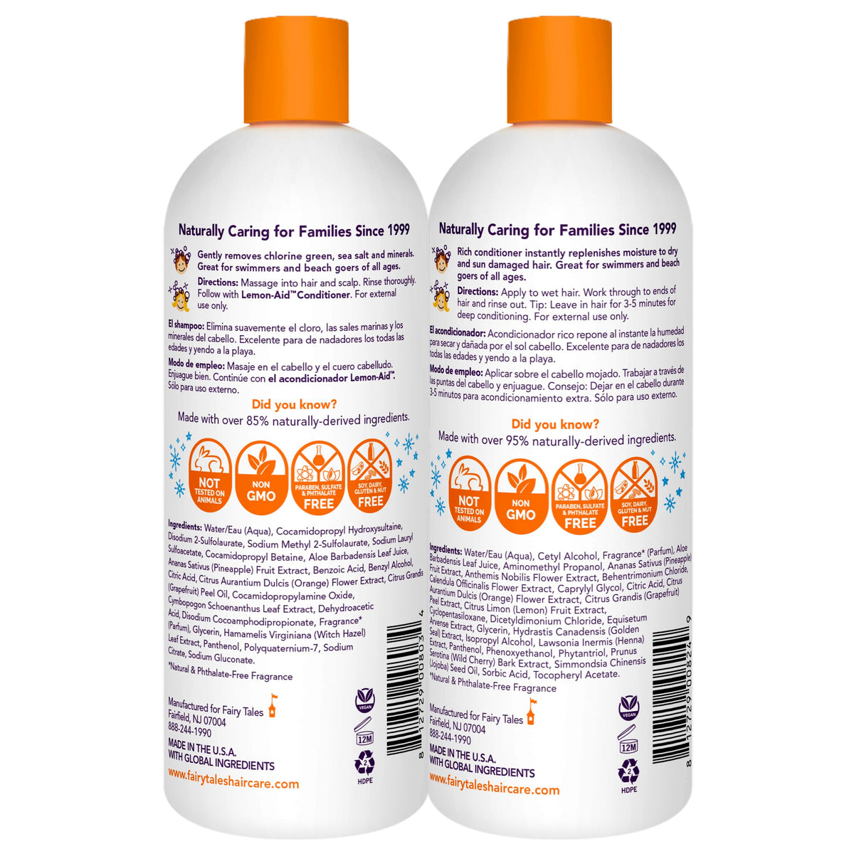 Fairy Tales shampoo pump close-up for easy dispensing after swims