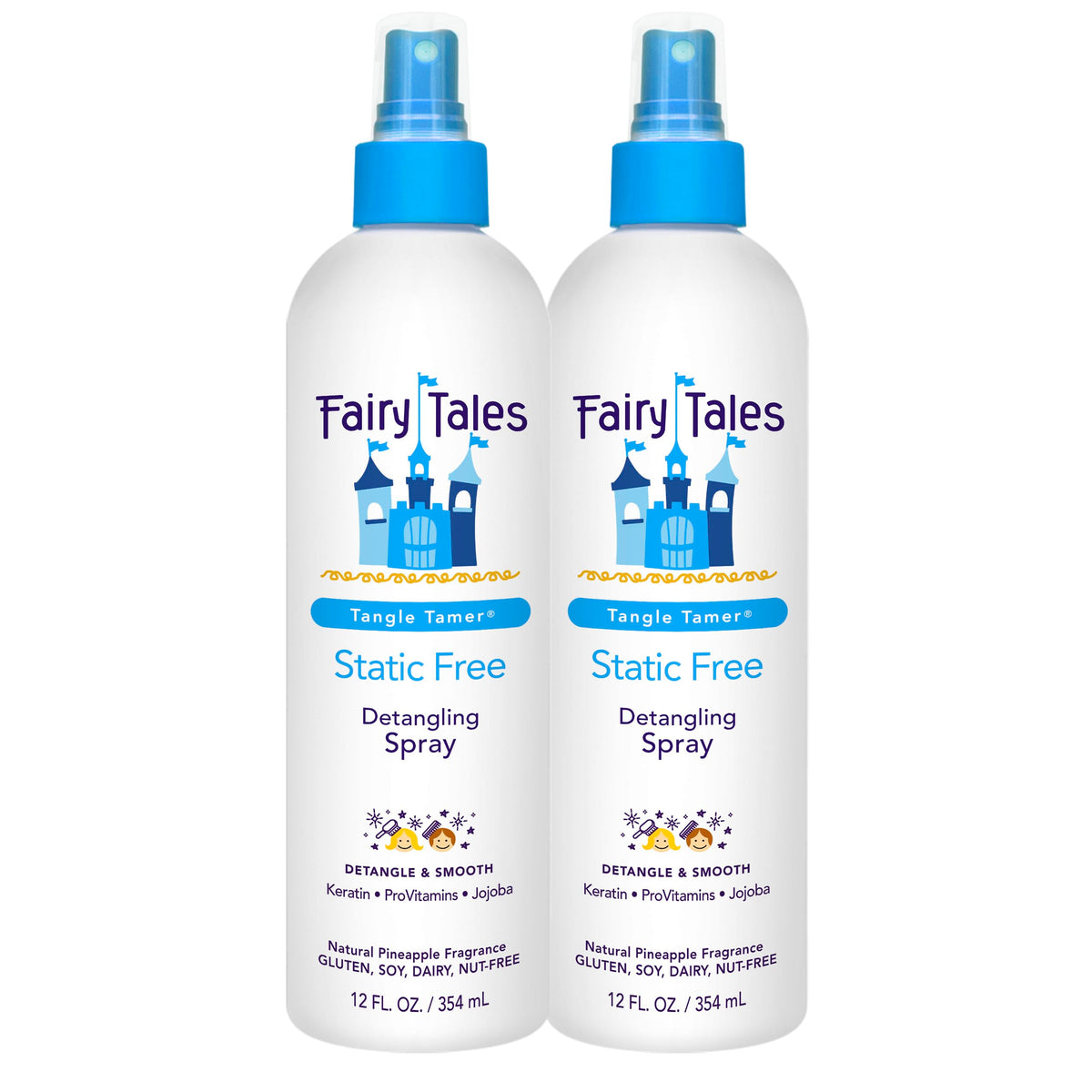 Fairy Tales front packaging showing two 12 oz bottles and clear benefit