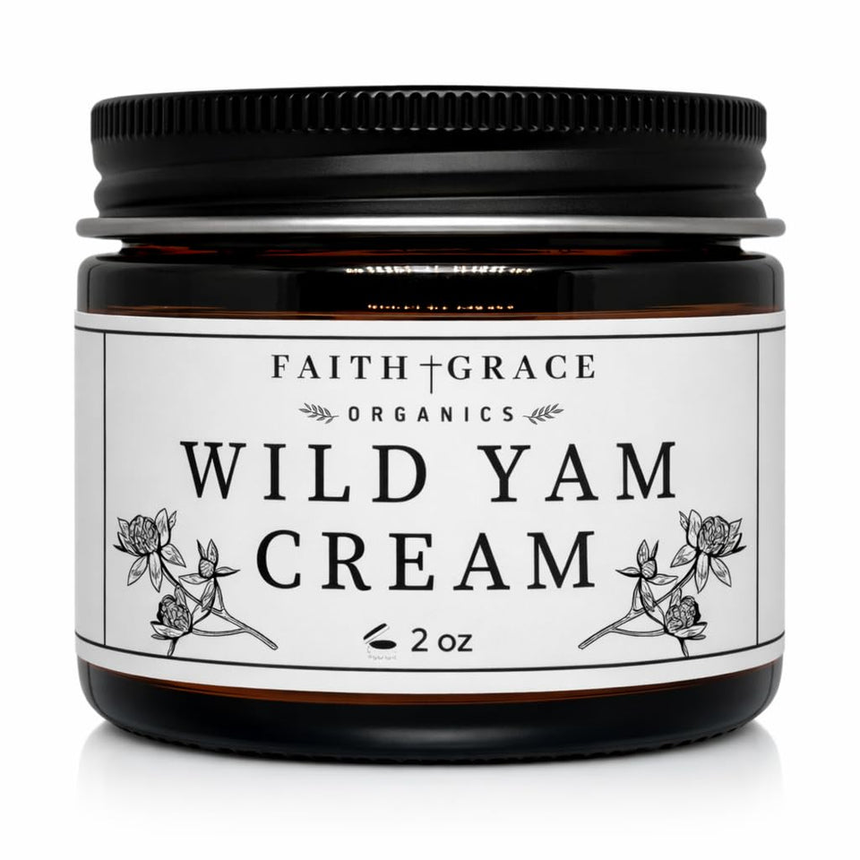 Faith and Grace Organics front packaging showing 2 oz jar and label benefit