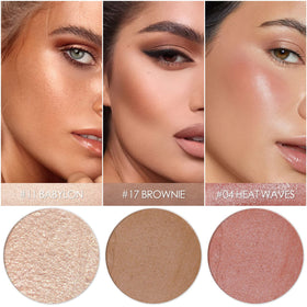 Falocutus contour stick in hand applying blush, quick on-the-go sculpting