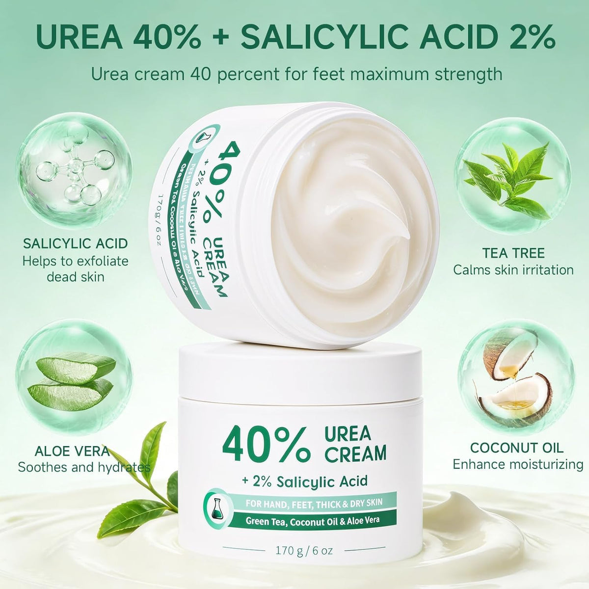 FAMIKYA tube close-up label highlighting urea 40 percent strength benefit