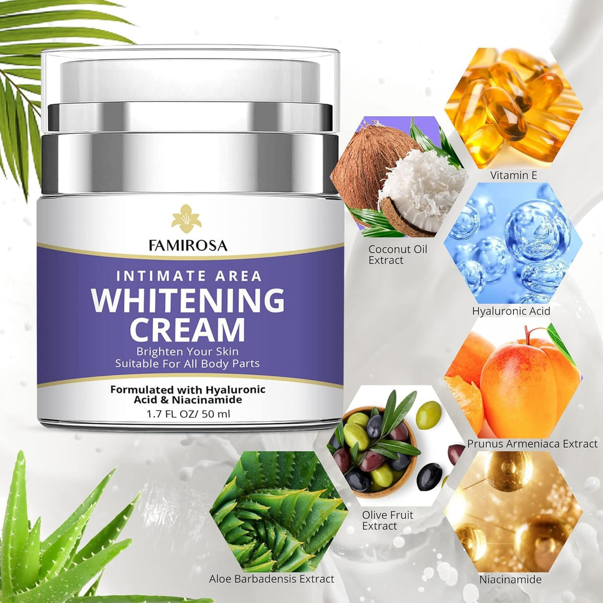 FAMIROSA cream smoothed along bikini line showing gentle care and reduced friction
