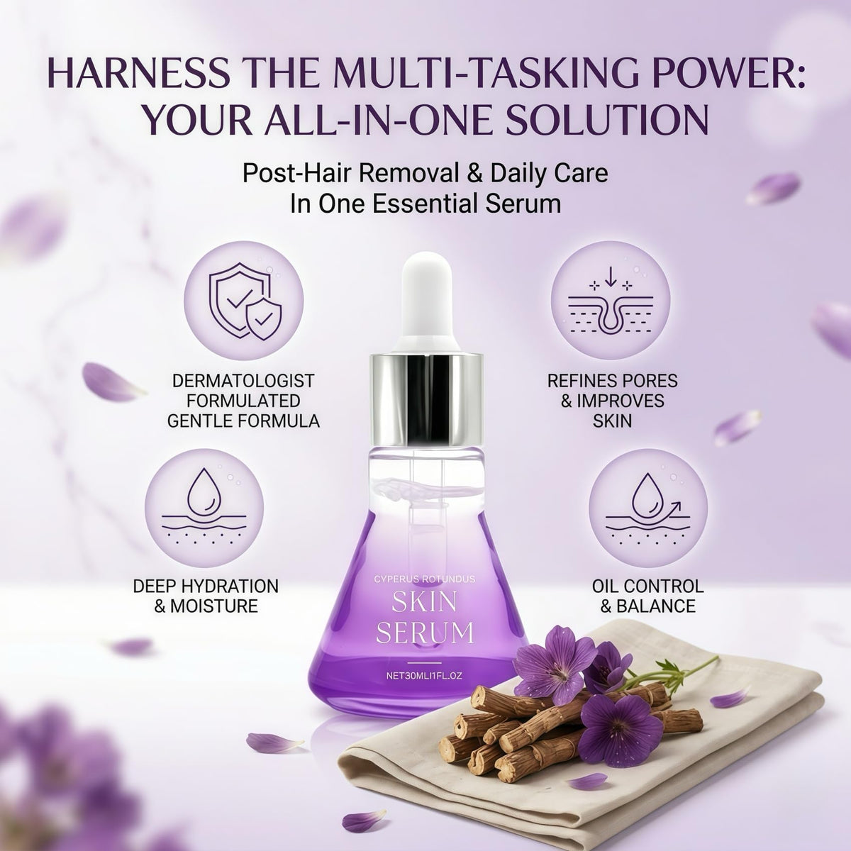 FAMOR bottle beside peppermint and lemon highlighting refreshing botanicals and brightening benefit
