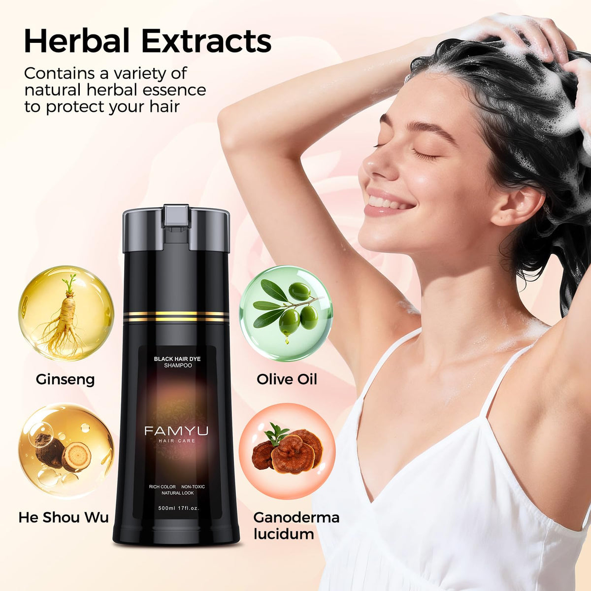 Famyu lifestyle shower scene illustrating quick, at-home color benefit