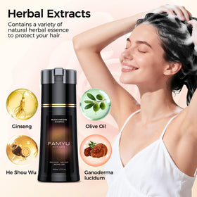 Famyu lifestyle shower scene illustrating quick, at-home color benefit