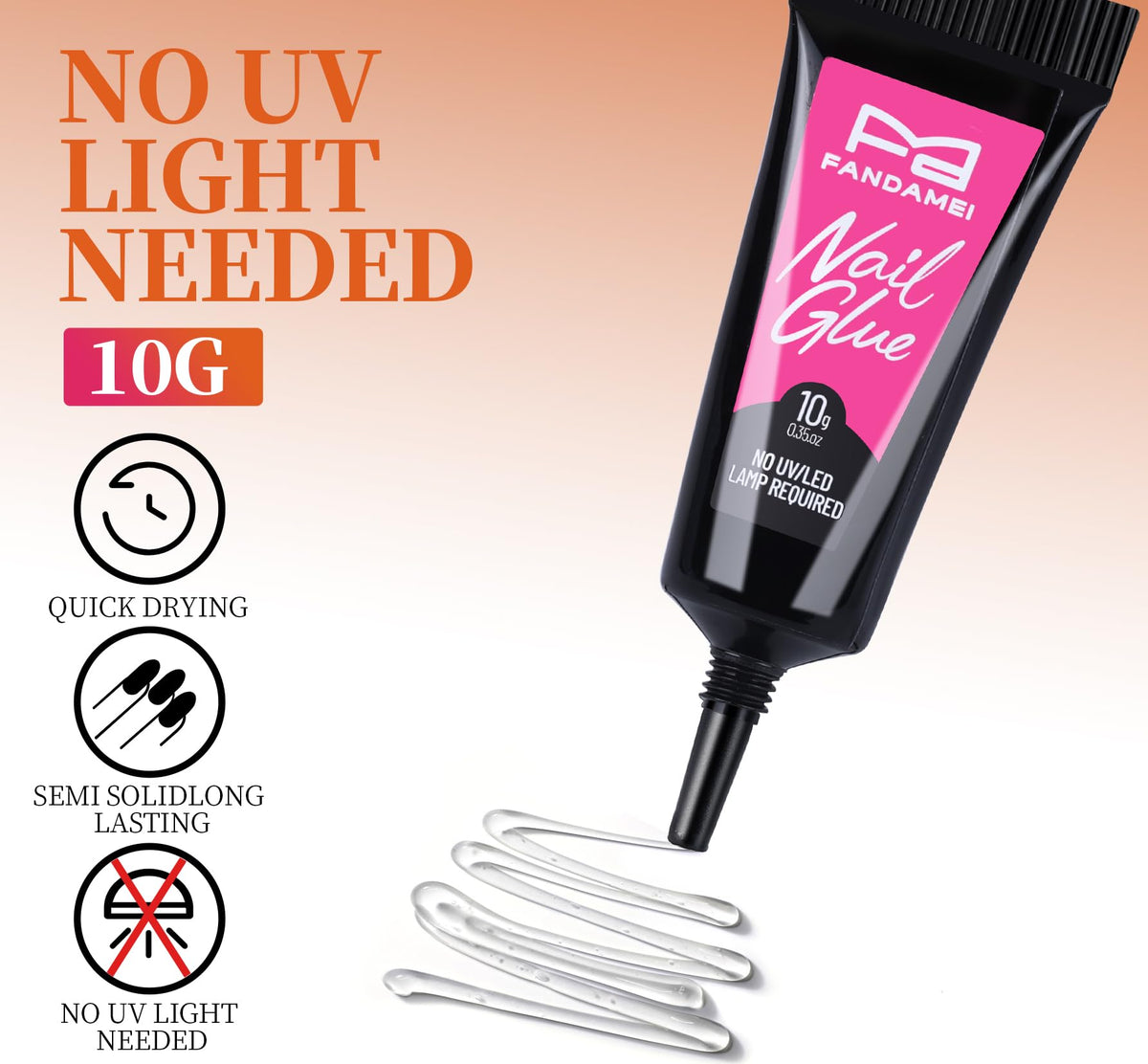 Fandamei semi-solid nail glue and adhesive tabs for secure wear