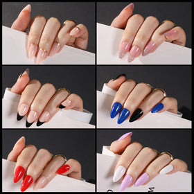 Fandamei press-on nails applied on hand demonstrating a natural polished look