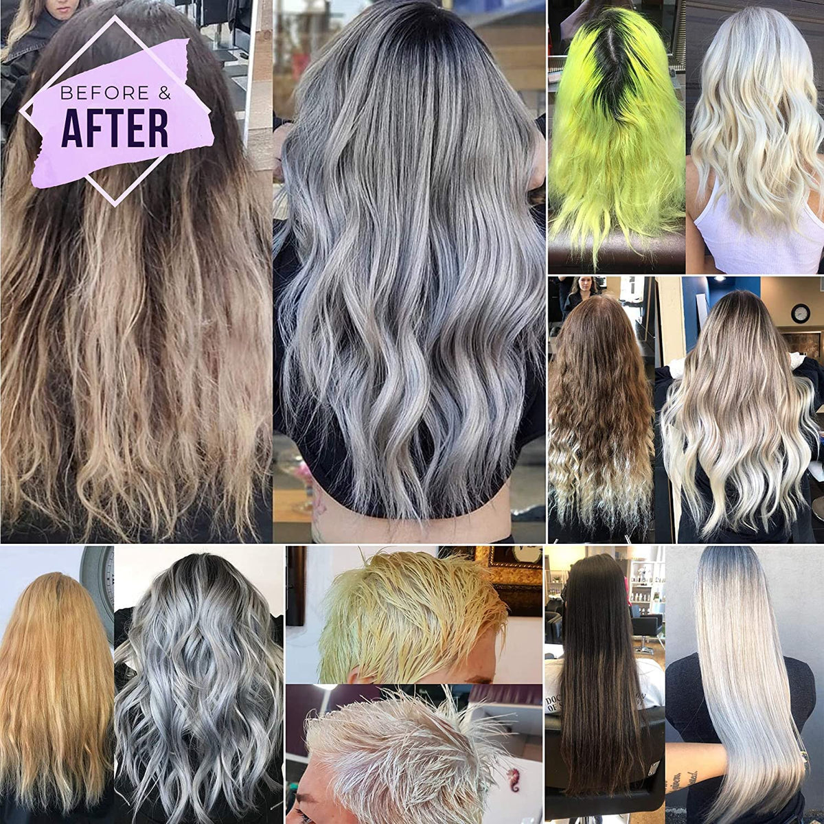 Applying Fanola shampoo to wet blonde hair in shower for at-home toning results