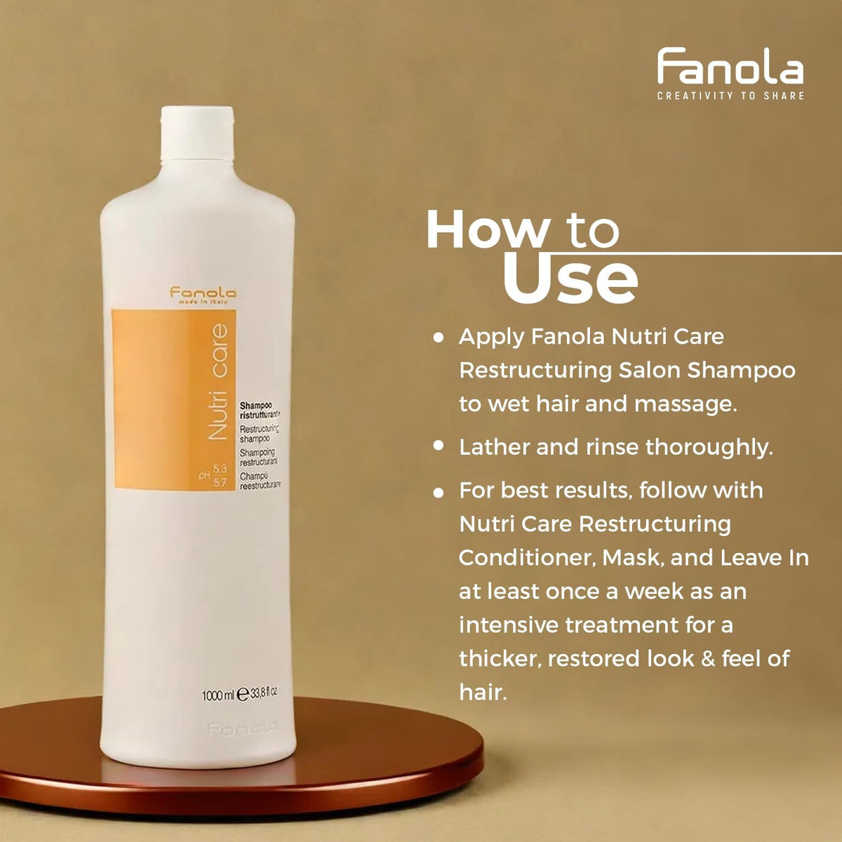 Before and after hair image with Fanola, demonstrating reduced frizz and shine