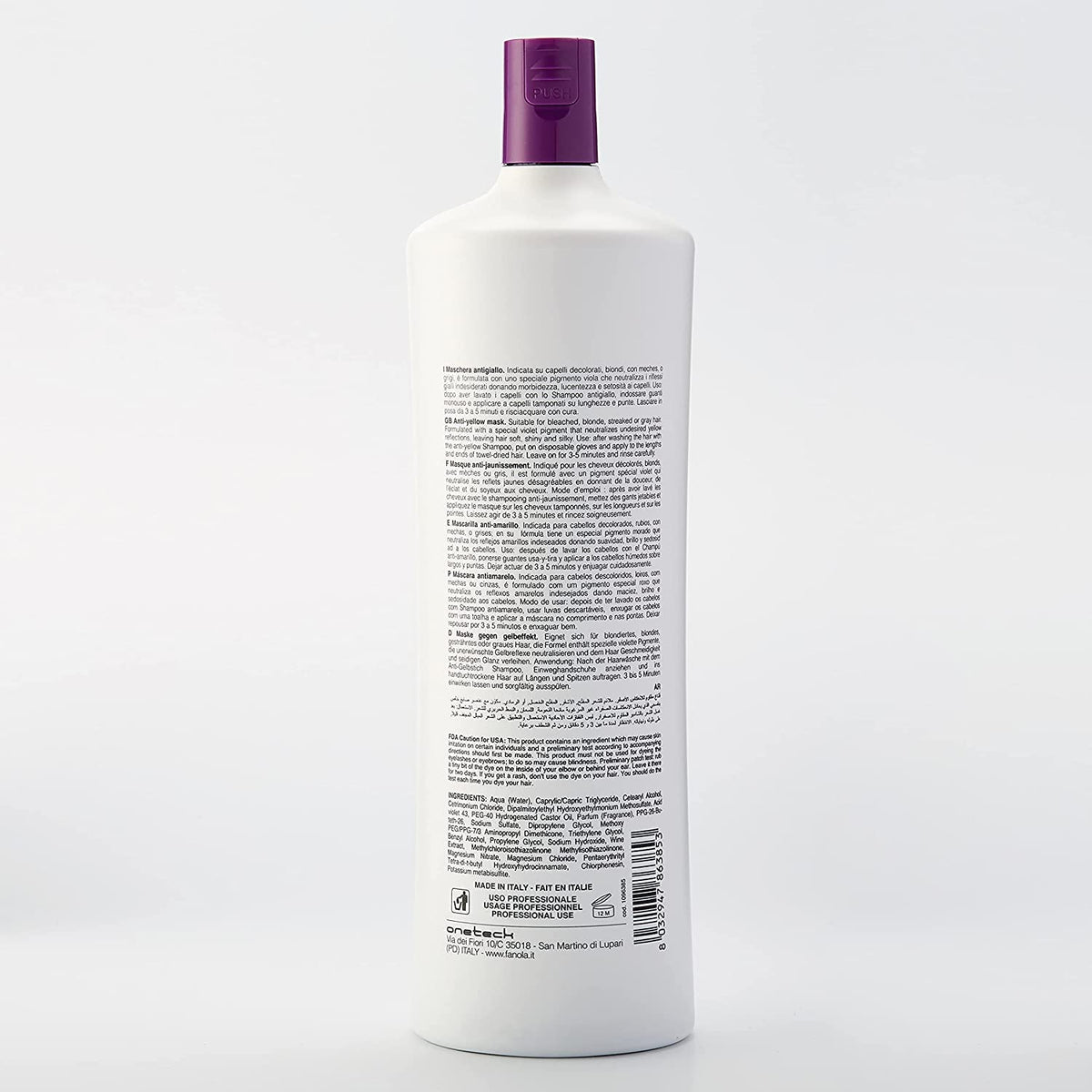 Fanola no yellow mask open top texture reveals creamy violet formula that tones and conditions