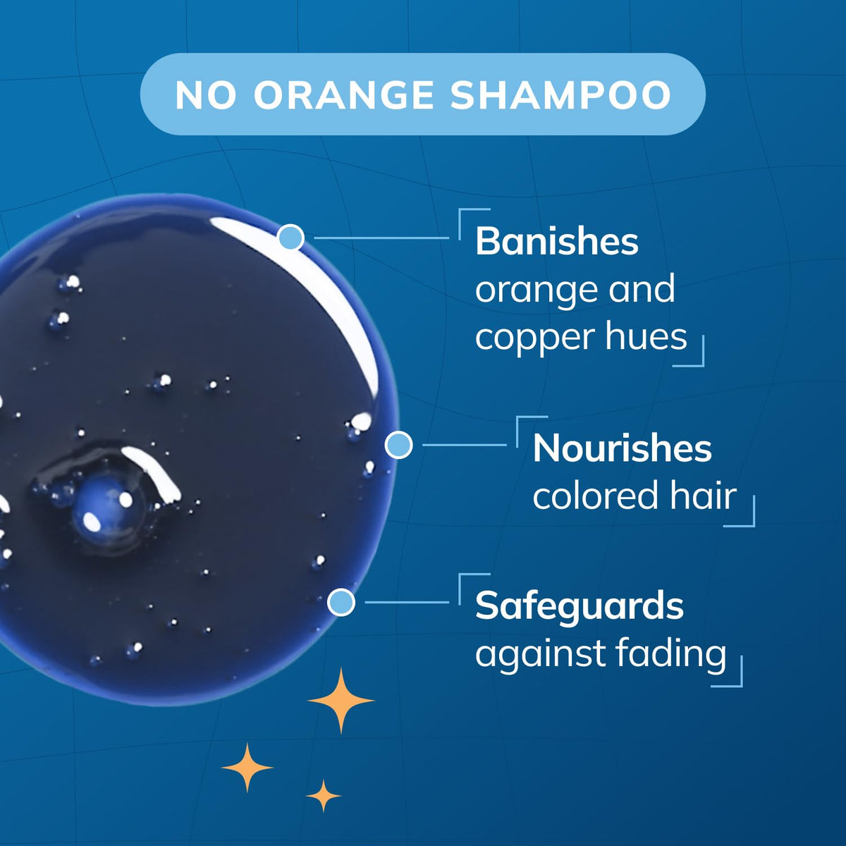 Fanola blue shampoo lather texture demonstrating toning action and shine