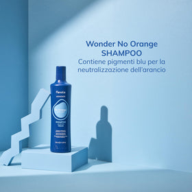 Fanola blue shampoo texture pouring from bottle showing creamy pigment and conditioning benefit