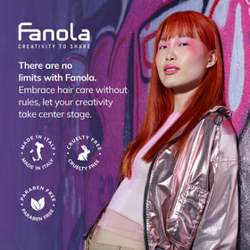 Fanola lifestyle blonde hair photo showing smooth shine and anti-frizz benefits
