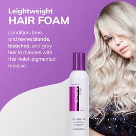 Fanola texture close-up of creamy purple conditioner displaying smooth hydration