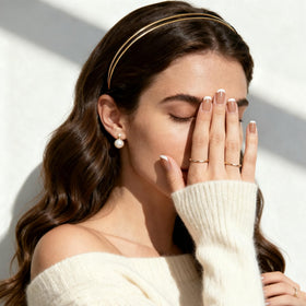 FANSSYA headbands styled on model for evening sparkle and glam