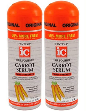 Fantasia texture close-up of serum on hand, carrot formula visibly smooths hair