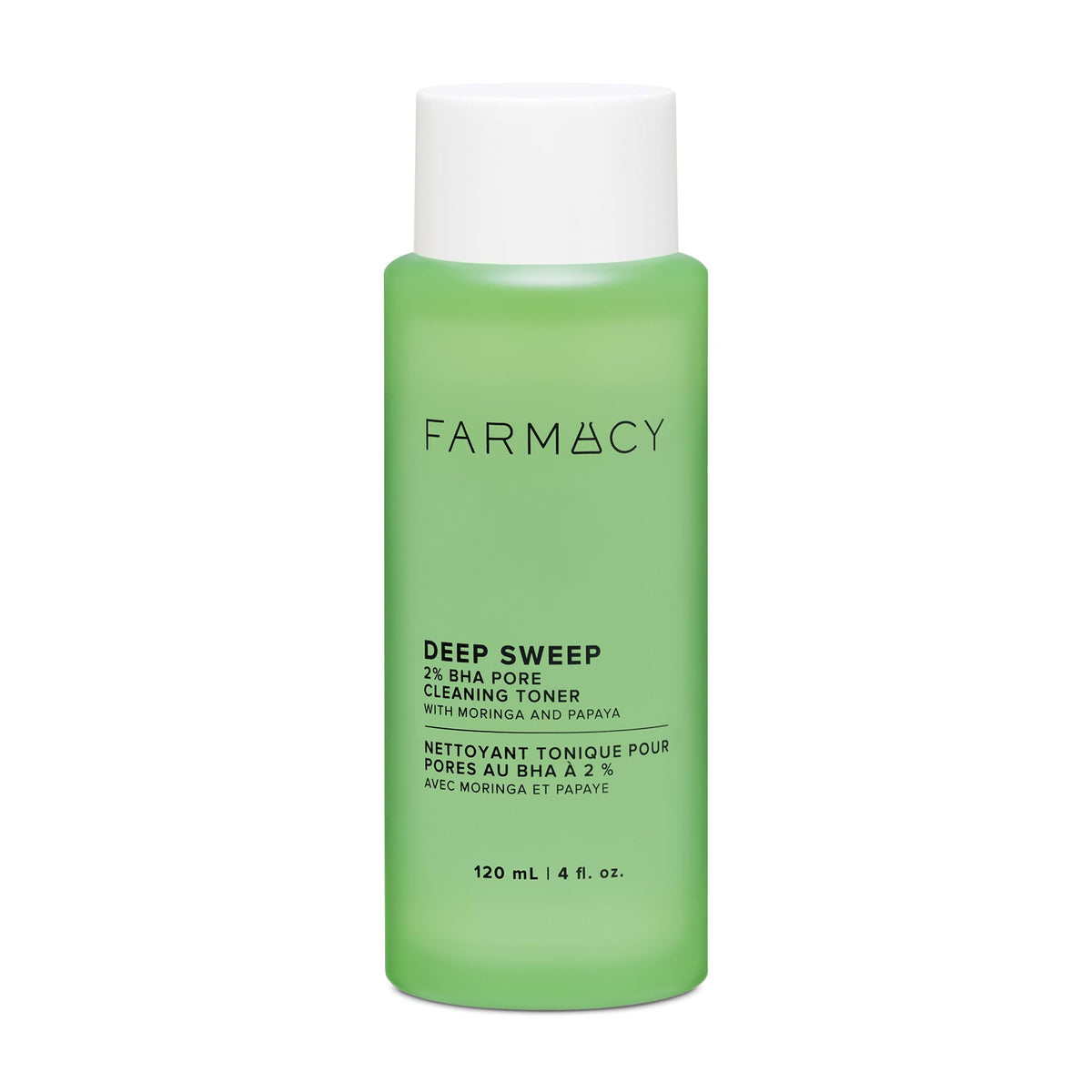 Farmacy Deep Sweep front bottle showing clear toner for pore-clearing benefits