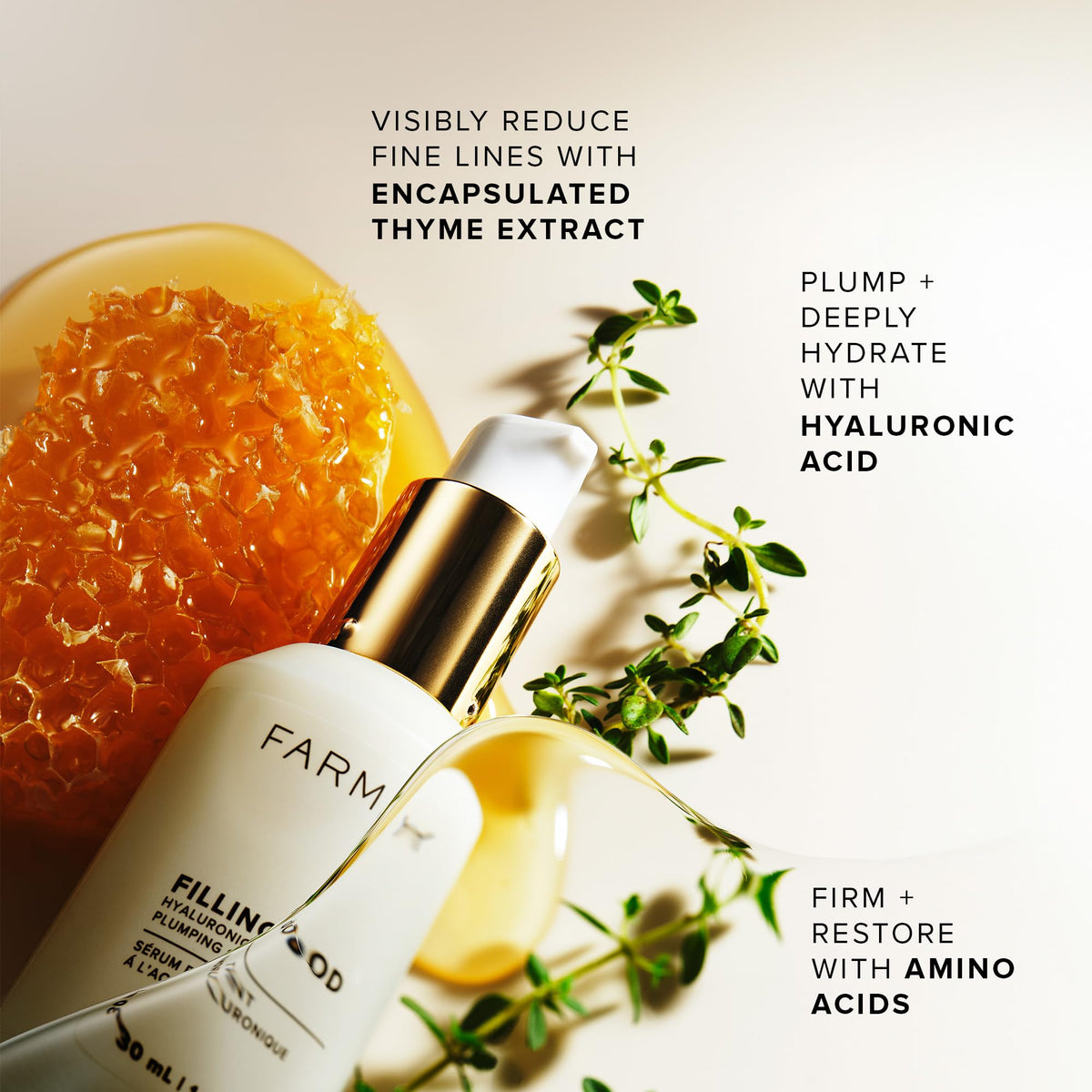 Farmacy Filling Good applied on hand demonstrating absorption and plumping effect