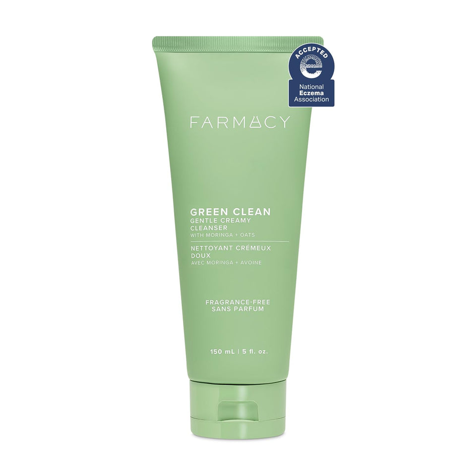 Farmacy front packaging showing cleanser bottle and benefits