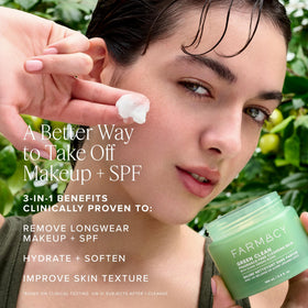Farmacy balm on fingertips demonstrating easy application and gentle removal