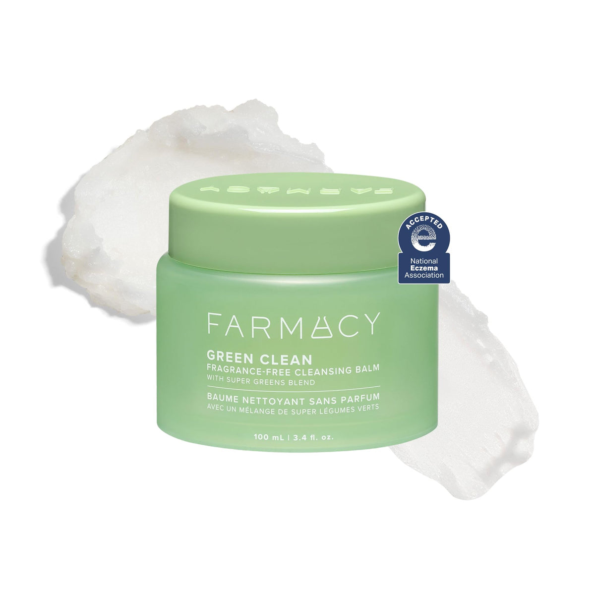 Farmacy Green Clean front jar showing packaging and gentle cleanser benefit