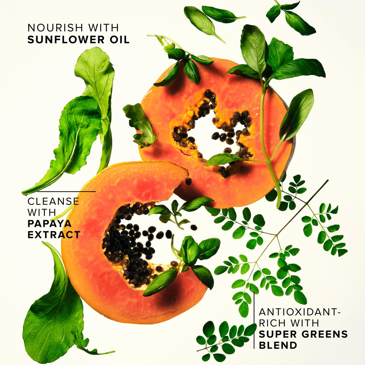 Farmacy super-greens ingredients display showing antioxidants for refreshed-looking skin