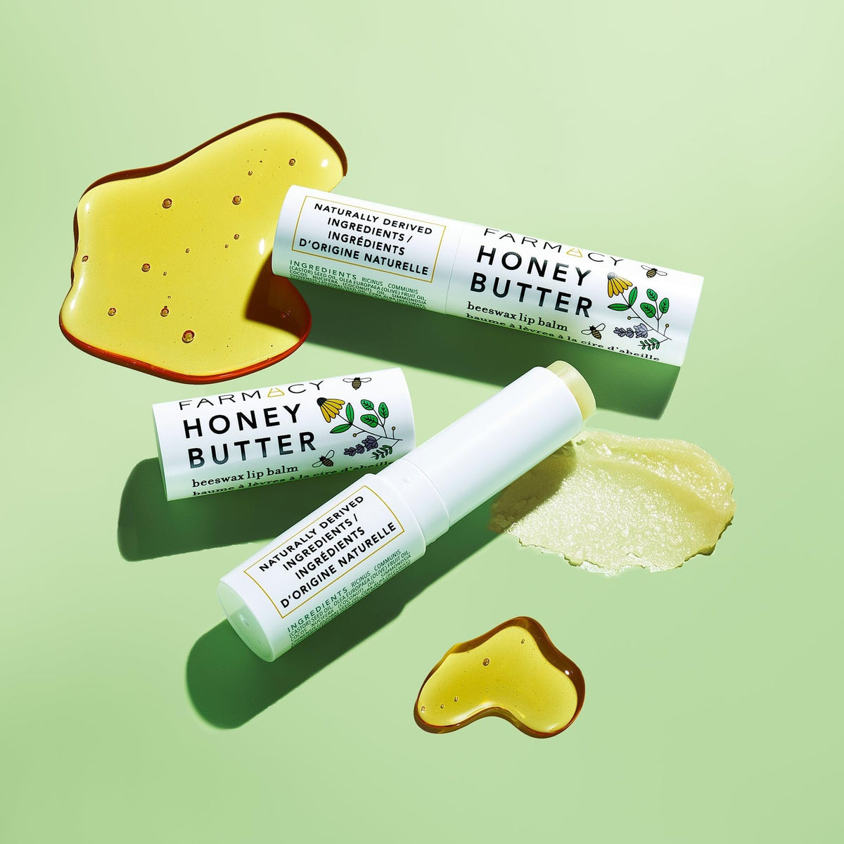 Farmacy Honey Butter applied on lips demonstrating smooth, primed finish