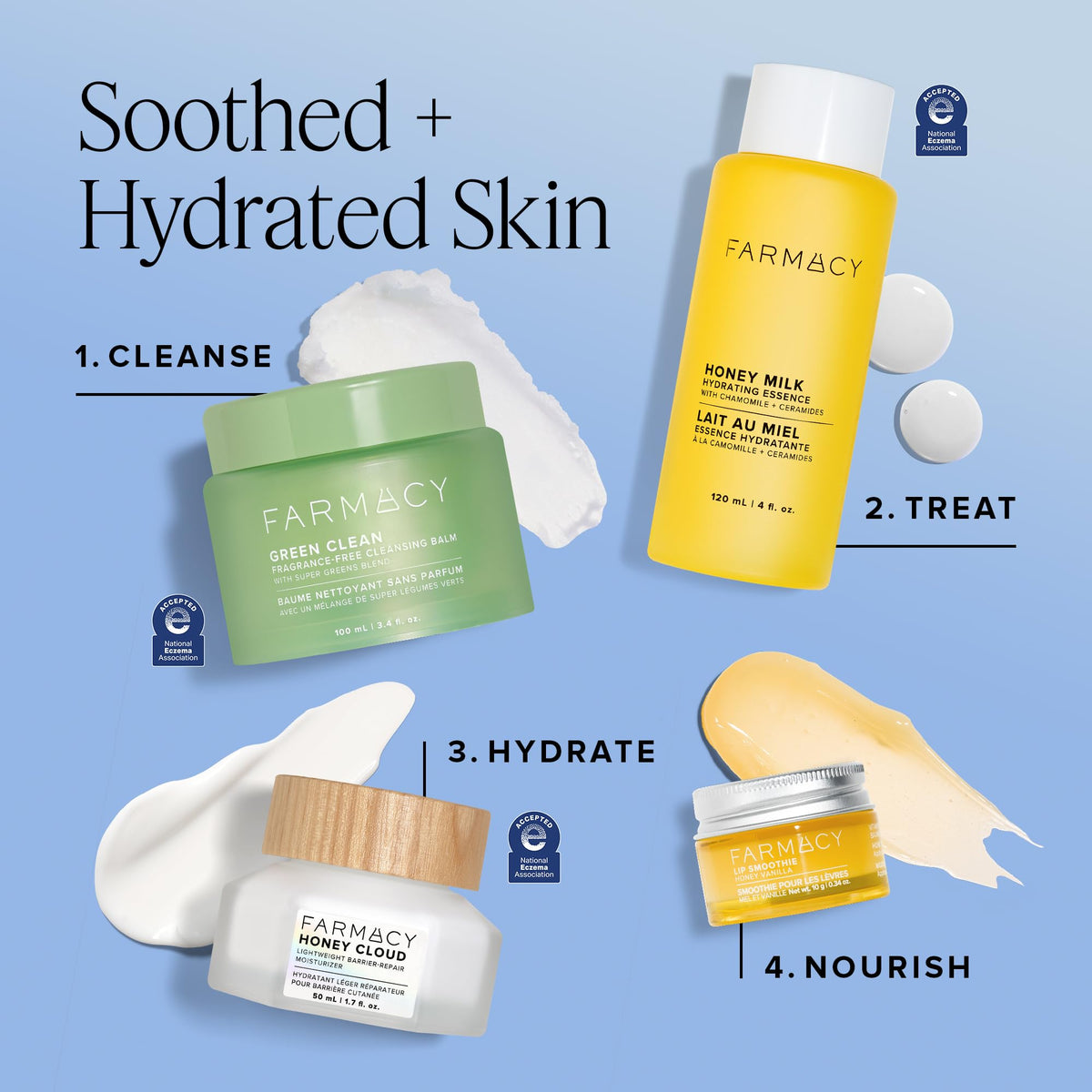 Farmacy Honey Cloud layered under foundation showing makeup-friendly, breathable finish benefit