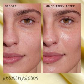 Applying Farmacy Honey Halo on hand to demonstrate quick absorption
