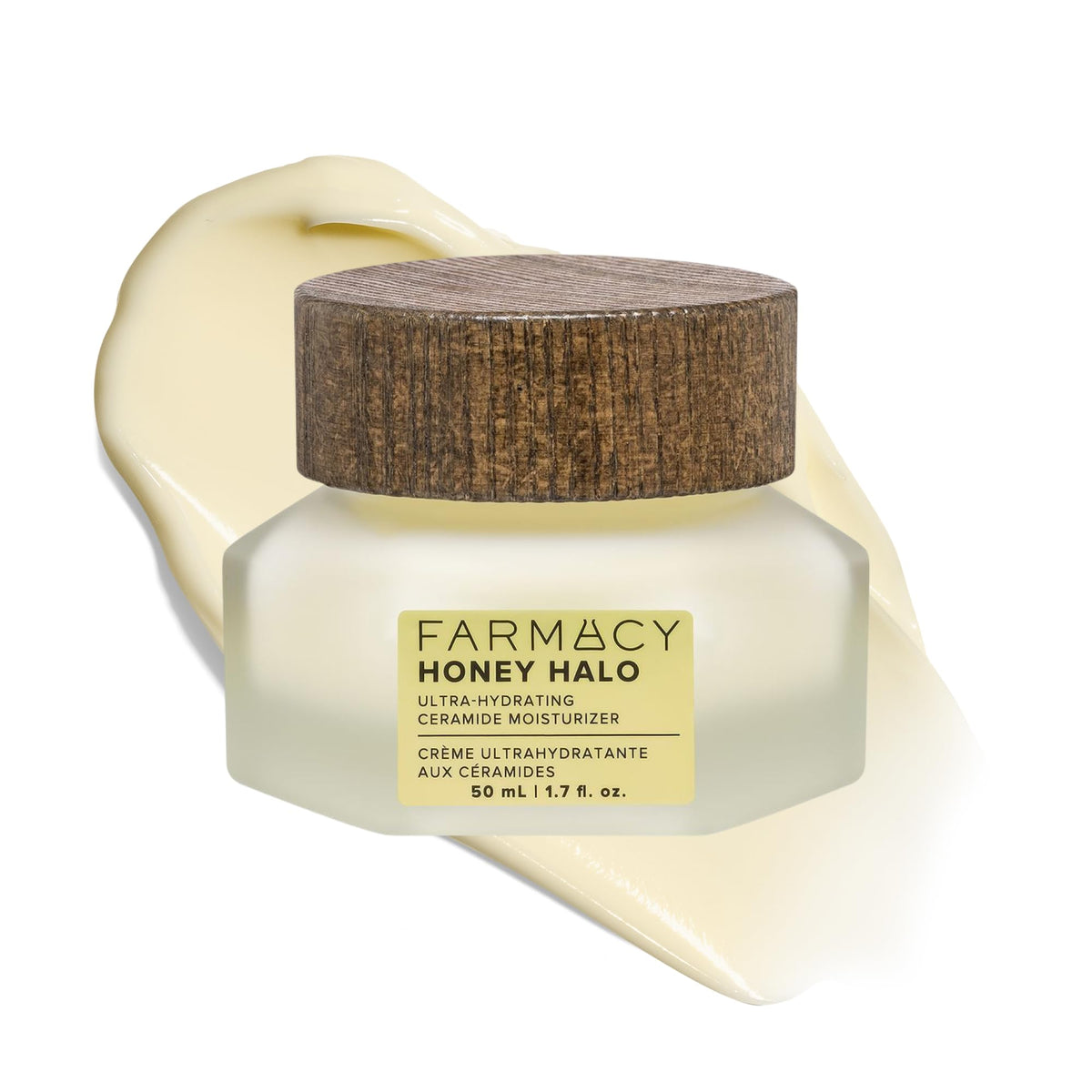 Farmacy Honey Halo jar front view showing hydrating cream benefits