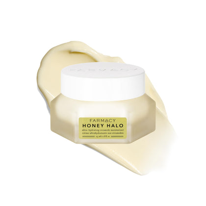 Farmacy Honey Halo front packaging showing jar and label, conveying premium hydration
