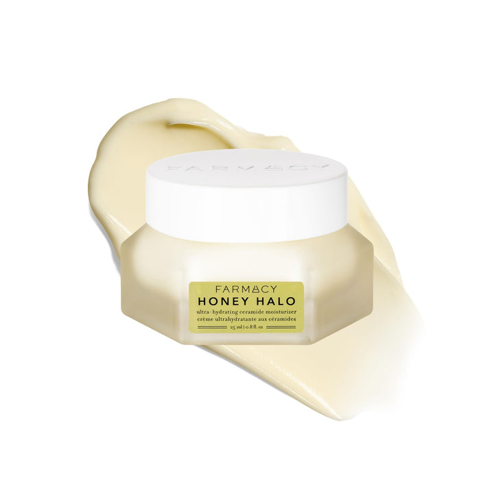 Farmacy Honey Halo front packaging showing jar and label, conveying premium hydration